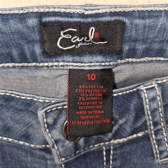 Earl Jeans Denim Cropped Capri Rhinestone Flap Pockets Size 10 - Picture 7 of 7